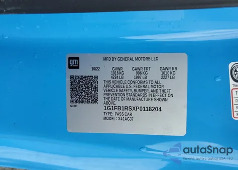 2023 Chevrolet Camaro Ls from USA, damaged, VIN 1G1FB1RSXP0118204